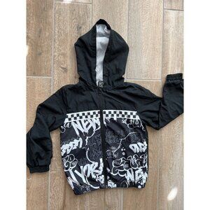 Ideology Unisex Black & White Hooded Windbreaker Sz 6